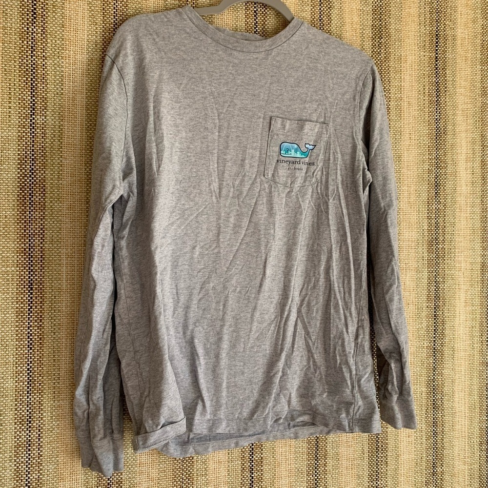 Vineyard Vines Shirt Top Size Small Whale St Louis Cotton Gray Long Sleeve Shirt
